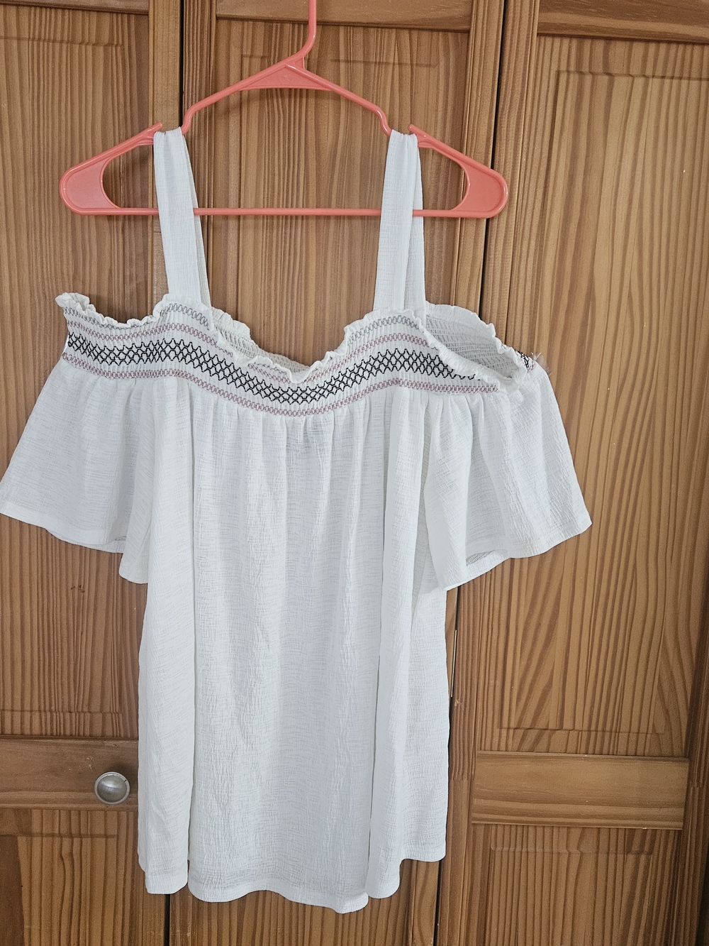NAIF White Off-Shoulder Embroidered Camisole